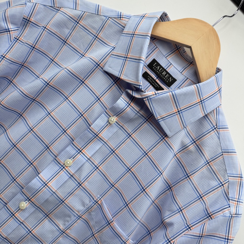 Lauren Ralph Lauren Button Down XL Multicolor Plaid Regular Fit Stretch Shirt